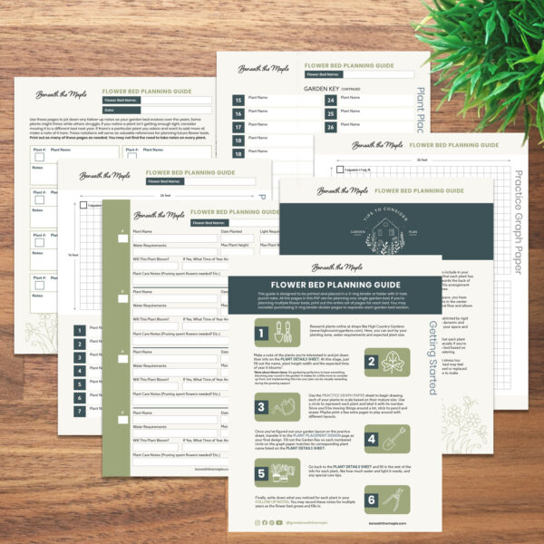 These garden printable worksheets are our Flower Bed Planning Guide that will help you design your next garden bed.